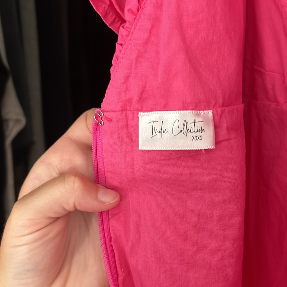 Indie Collection Ruffle Shoulder Pink Dress - Picture 4 of 8